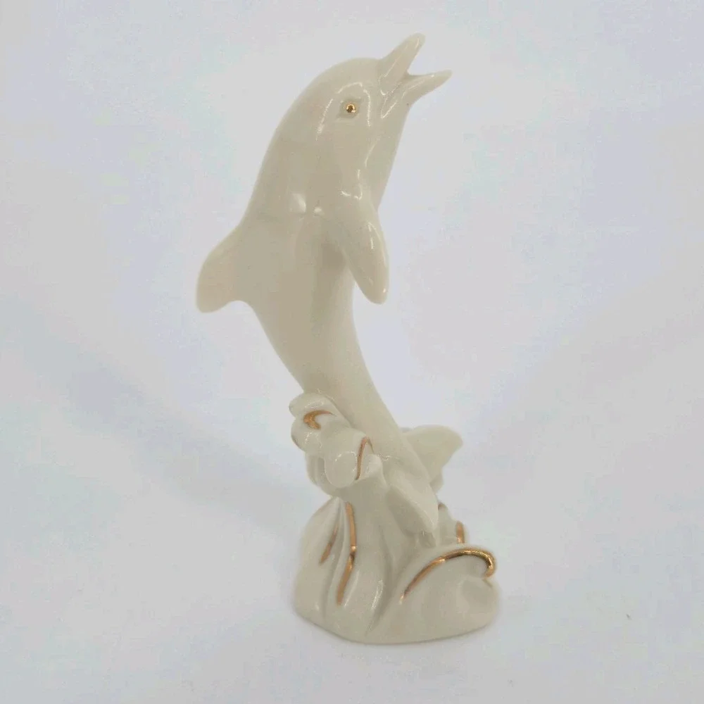 Lenox Dolphin Figurine Ivory Porcelain 24K Gold Accents 4